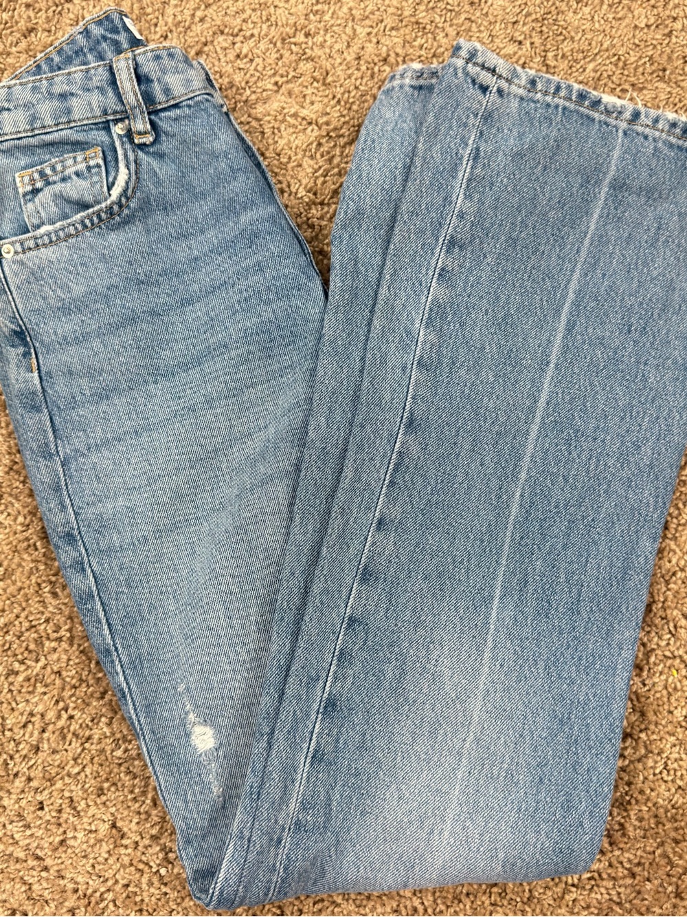 Bershka Light Blue Flared Wide Leg Jeans